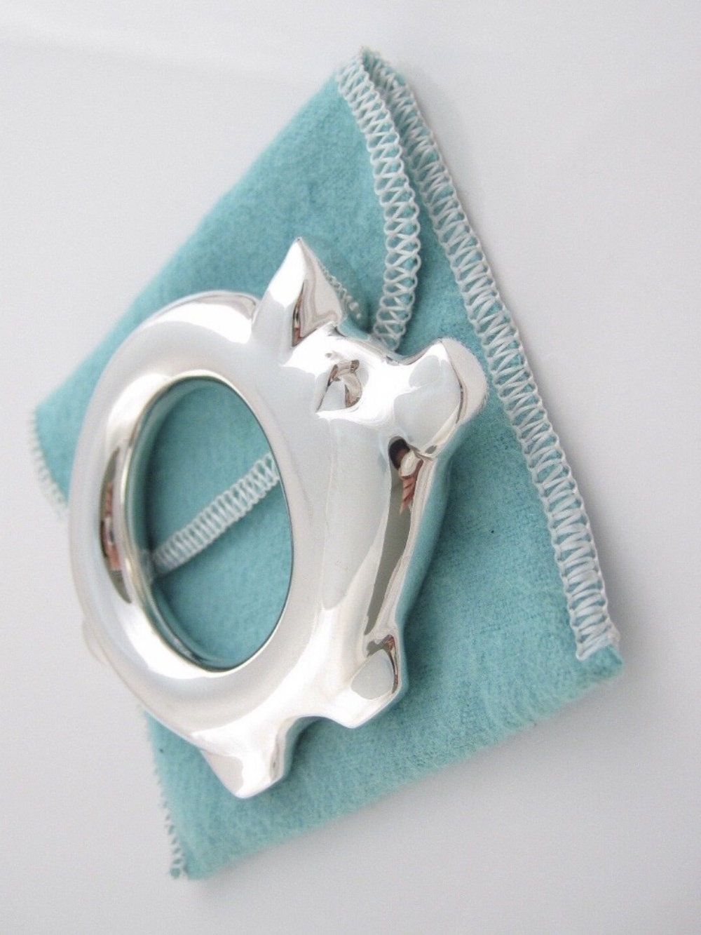 Tiffany & Co. Sterling Silver Pig Baby Teether Ring Baby Rattle